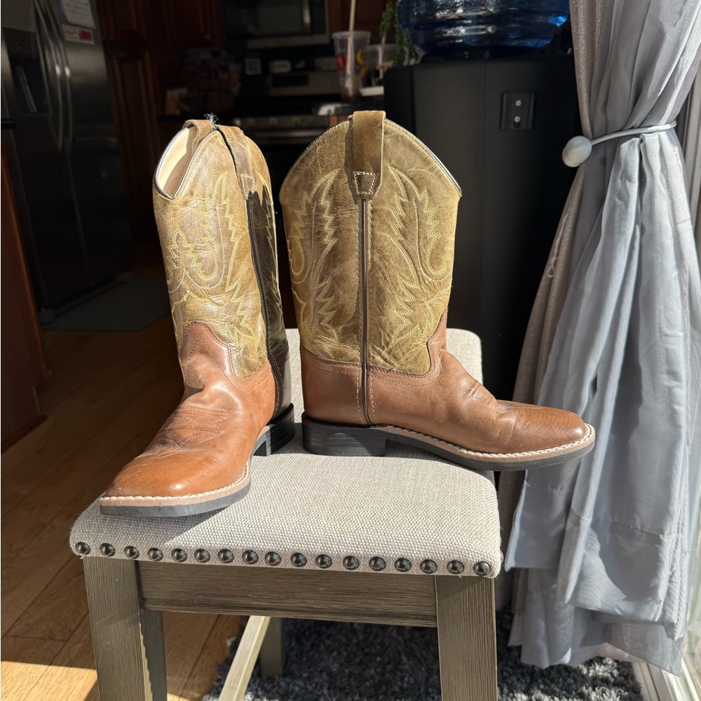 Kids Brown and Tan Cowboy Boots